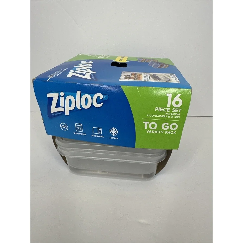 Ziploc To Go Variety Pack 8 Containers & 8 Lids 16 Piece Set Blue NEW